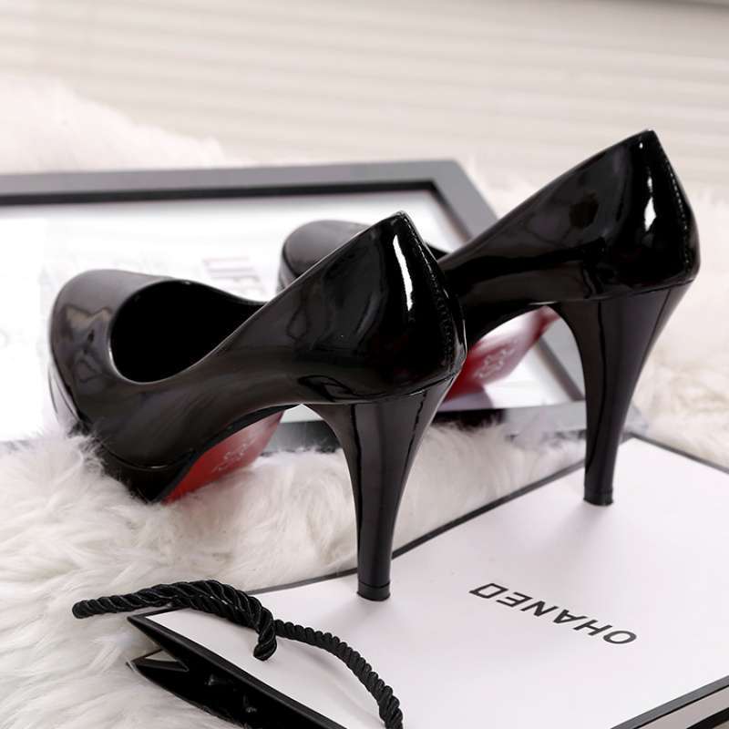 Antyplatformowe wysokie obcasy damskie cienkie obcasy okrągły nosek profesjonalne buty do pracy czerwone buty ślubne