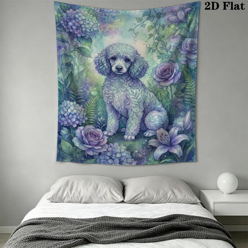Poodle Wall Tapestry Aesthetic Wall Hanging Printed Fabric Blanket Decorative Tapestries for Bedroom Living Room Home Decor