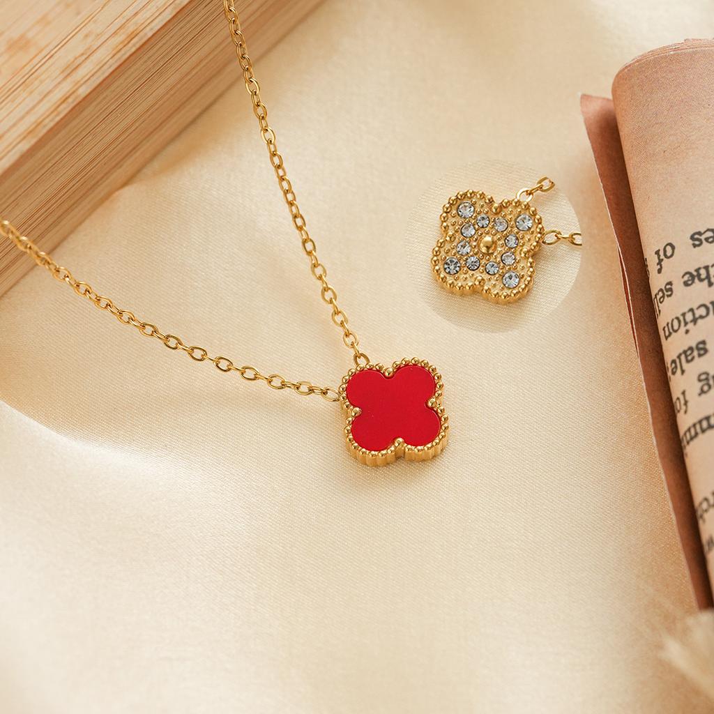 Four-leaf Clover Necklace for Women A Sophisticated Titanium Steel Sweater Chain