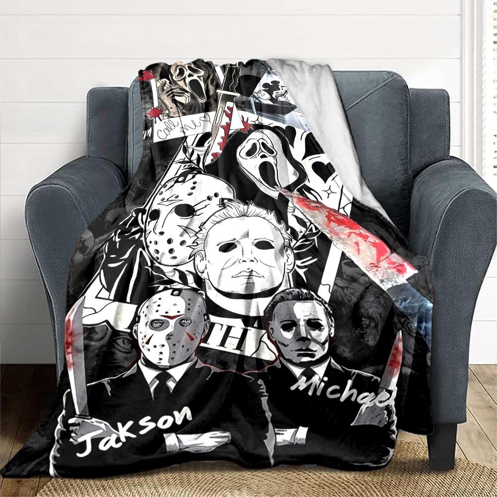 1pc Horror Movie Characters Blanket Soft All Season Throw with Vibrant Design, Perfect for Home, Travel, and Gifts, Ideal for Naps and Camping