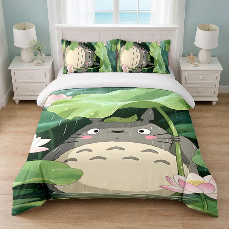 My Neighbor Totoro Bedroom 3Pcs Bedding Set Soft Bed Sheet Pillowcases Home Bedding Decoration