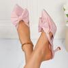 Plus Size Fairy Wind Cool Drag Girls Spring and Summer Pointed Bow Cutout High Heel Half Wrapped Slippers