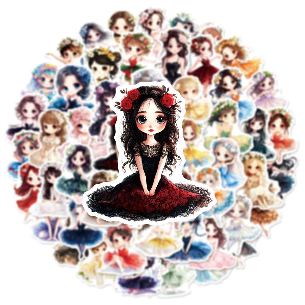 50/100 Pcs High Value Ballet Doodle Stickers Eco-Friendly for Notebook Phone Case Diary Helmet Skate Desk Bicycle Decals