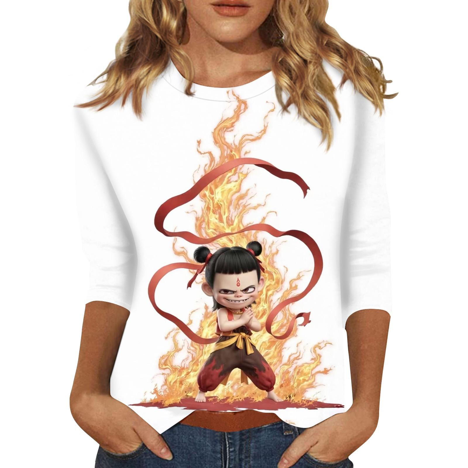 

Жіночий модний вільний повсякденний топ із сімома рукавами та круглим вирізом XL білий