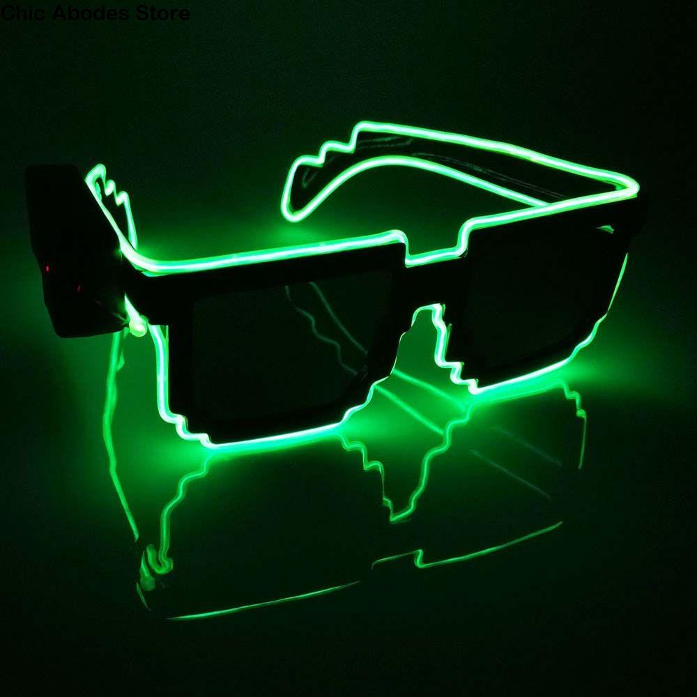 Cosplay Decorations Halloween Eyeglass Party Props Glowing Sunglasses LED Luminous Glasses Led Light up Glasses Mosaic Glasses