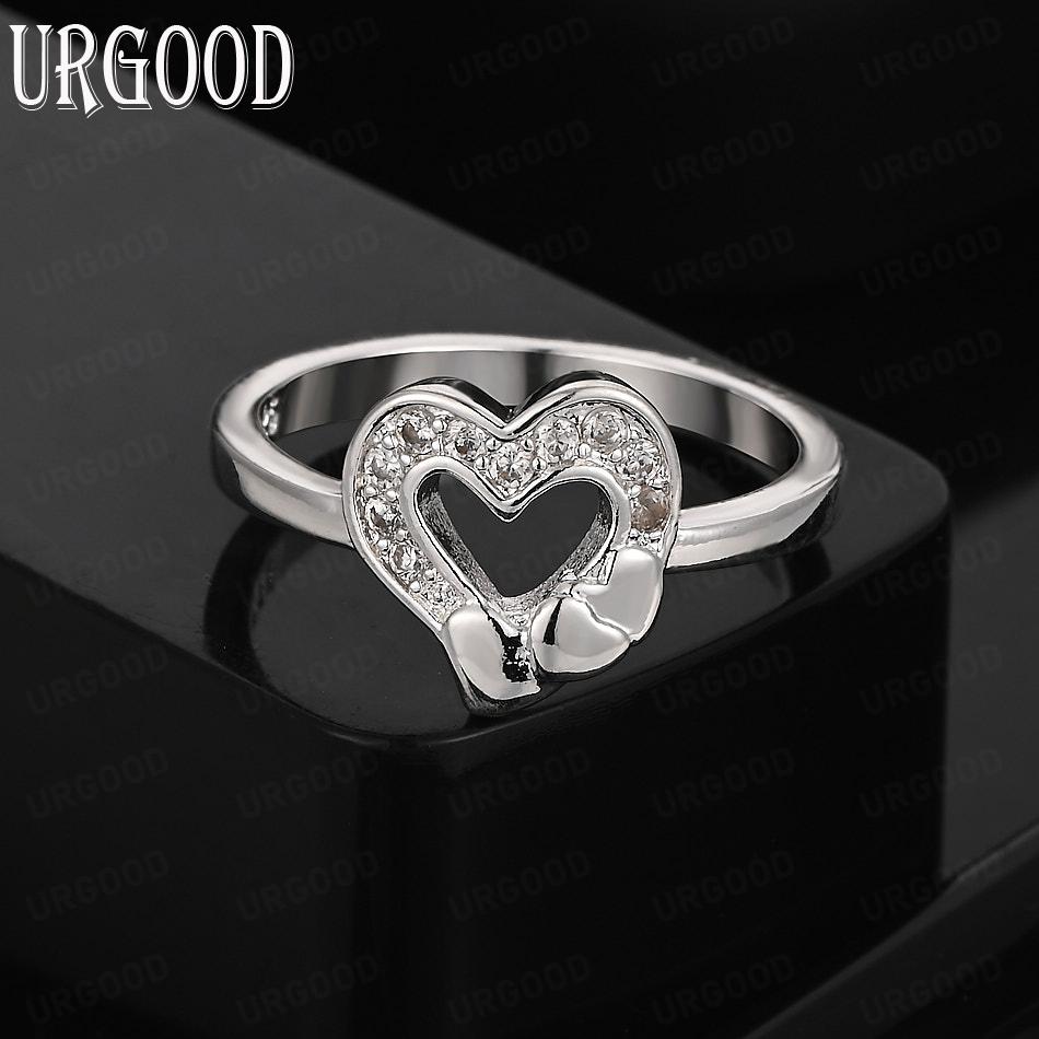 925 Sterling Silver Jewelry Heart AAA Zircon Ring