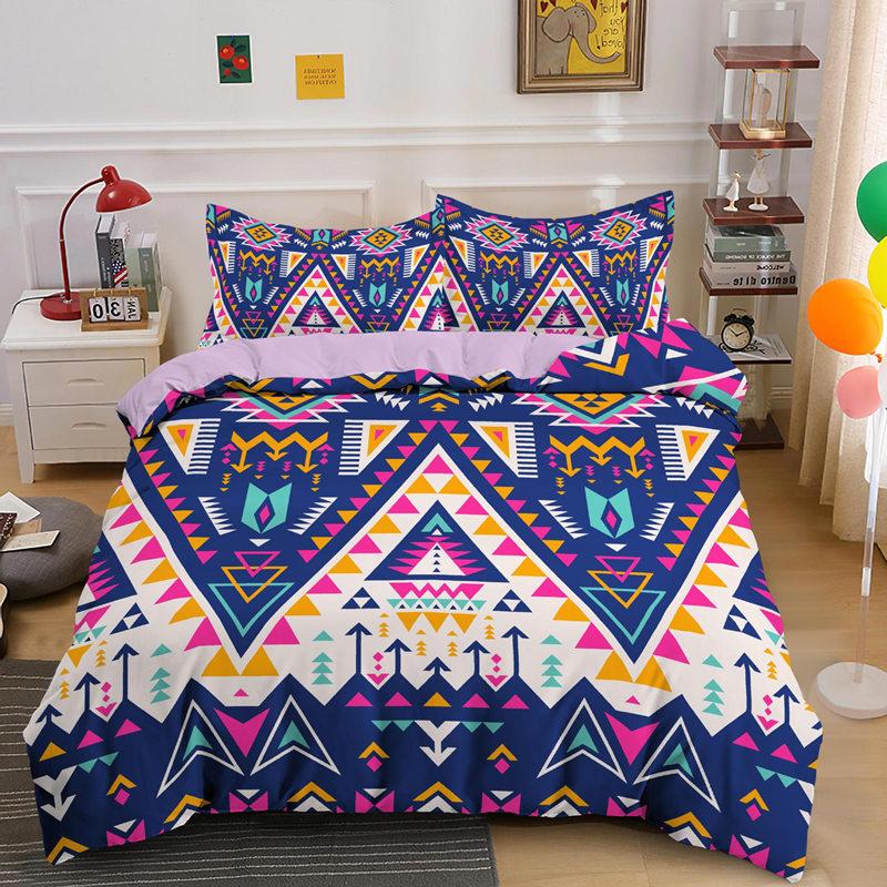 Geometric Bedding Set Bohemian Style Microfiber Abstract Pattern Print Duvet Cover With Pillowcases Teens Adults Bedroom Decor