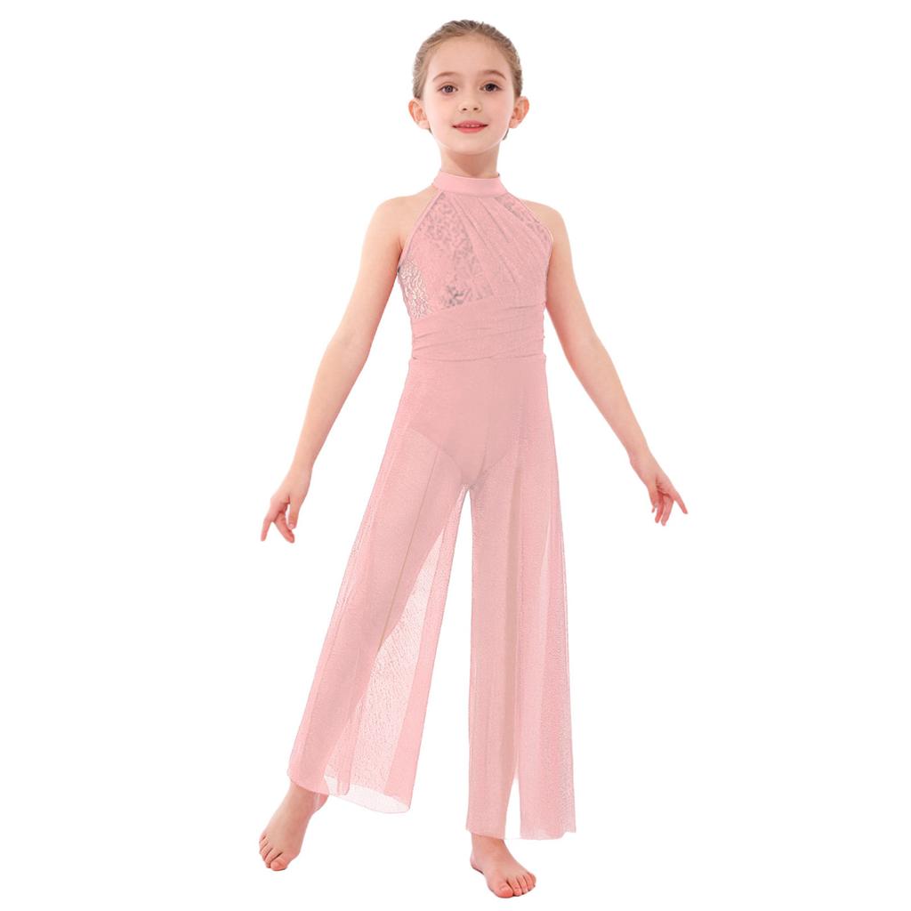 Mono de tirantes cruzados en la espalda, cuello alto, sin mangas, con lentejuelas brillantes, de malla, con abertura en la pierna ancha, para danza lírica