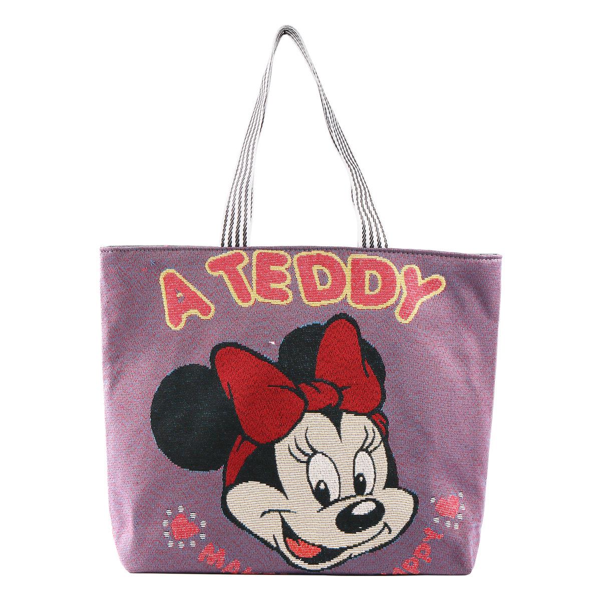

Large Capacity Women s Canvas Tote - Handheld & Shoulder Bag, Cartoon Embroidery Fashion, Perfect for Shopping or Student Use. 39x45x10 cm