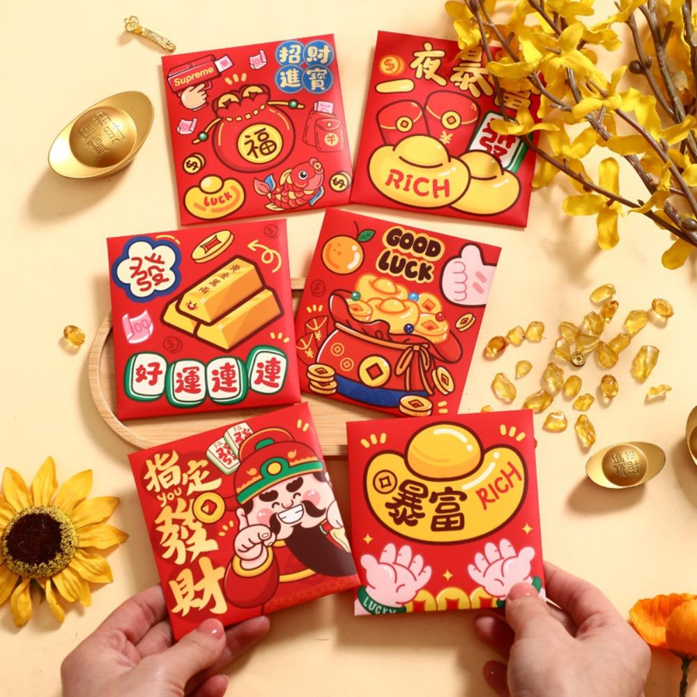 6Pcs Cartoon Chinese Snake Year Red Envelope New Year Money Envelope  Spring Festival