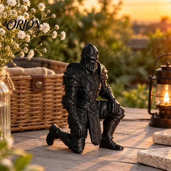 Knight Statue Decor 3D Printed Kneeling Statue, Medieval Armored Figurine, Unique Gift for Him Desktop Warrior Sculpture Home Office Desk Decoration