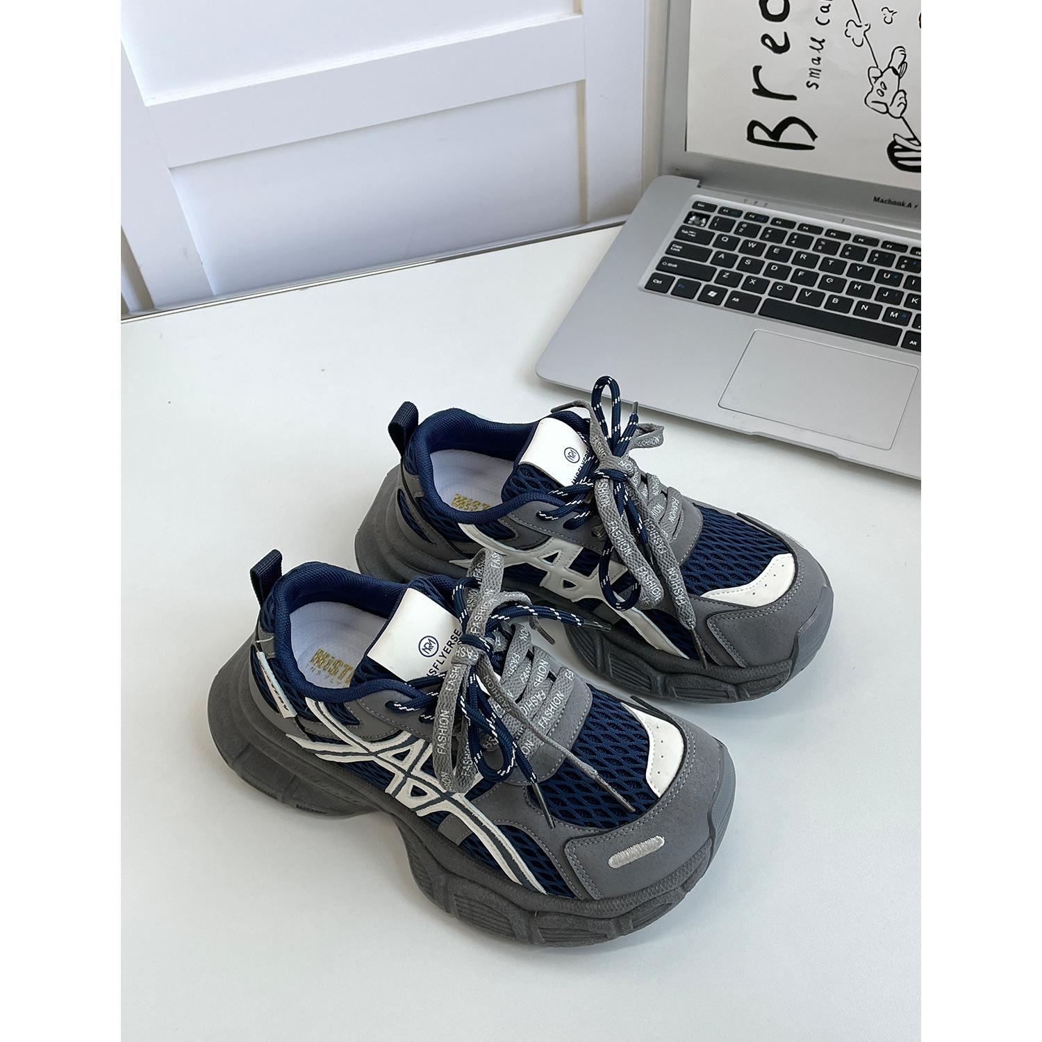 

Супер огонь папины кроссовки женские 2025 осень новые популярные на толстой подошве с увеличением роста универсальные ультралегкие спортивные и повседневные кроссовки тренд 40 темно-синий