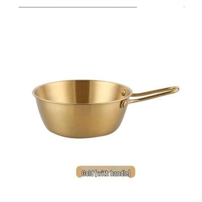 ZISIZ 304 Stainless Steel Golden Serving Bowl Set with Handle
