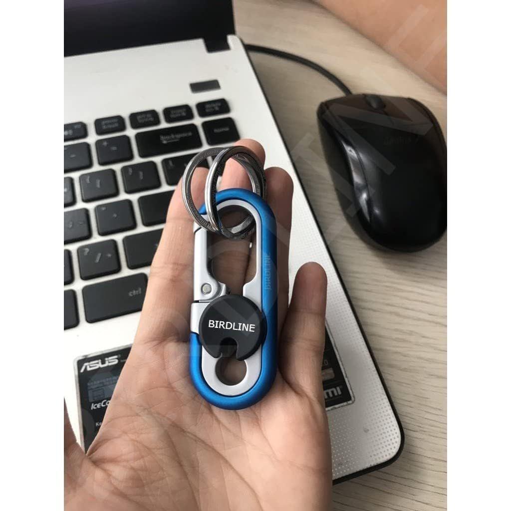 Keychain 5 IN 1 Heavy Duty Dual Metal Ring, Bottle Opener, Mobile Phone Holder,Rotate Spinner - Outdoor Carabiner Portable Key-chain For Bike & Car.