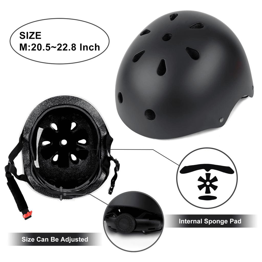 Youth Bike Helmet Boys Girls Scooter for 9 -15 Years Skateboard Adjustable Helmet Black