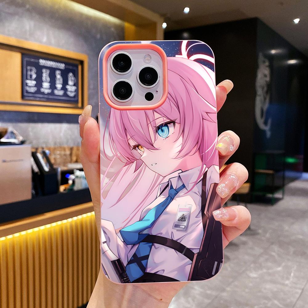 Blue Archive Takahashi Hoshino Jelly Double layer Pink Mobile Phone Case for iPhone 17 16 15 14 13 12 11 Air Pro Max Plus