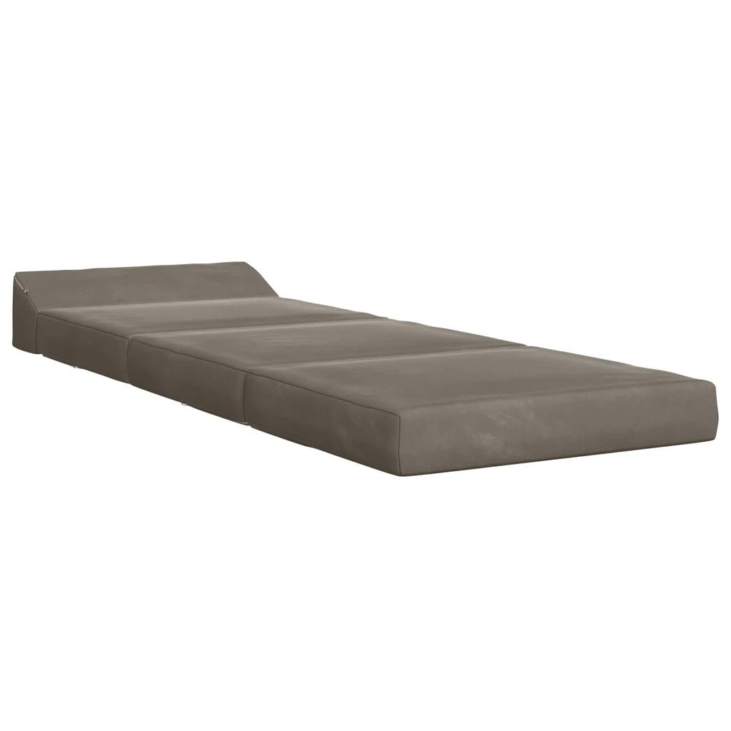 Foldable Sofa Bed Light Grey 200 X 70 X 10 Cm Velvet