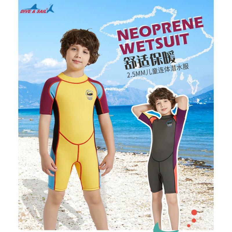 2.5MM Diving Suit Children Boys Sunscreen Jellyfish Swimsuit One-piece Thick Warm Snorkeling Surfing