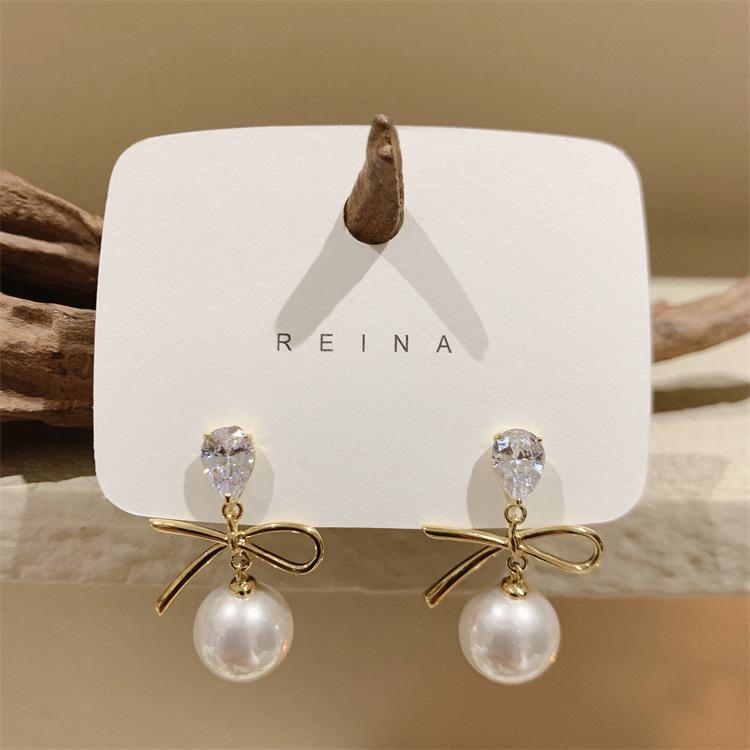 Korean Dongdaemun Knotted Pearl Earrings - Elegant Summer Versatile Design
