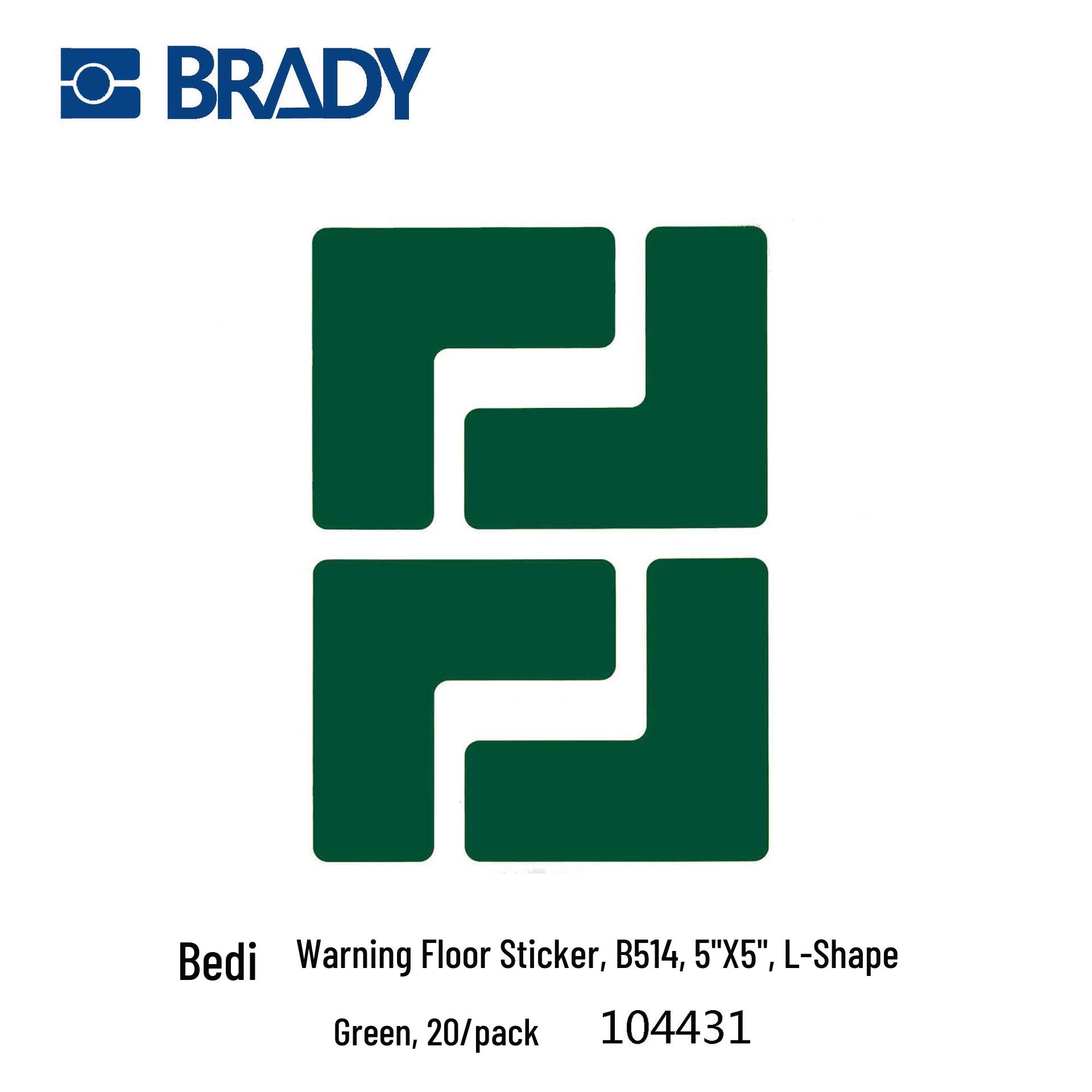 Brady USA L-Shaped Caution Floor Sticker & Warning Tape 104434/104435, Polyester Fiber Channel Marking