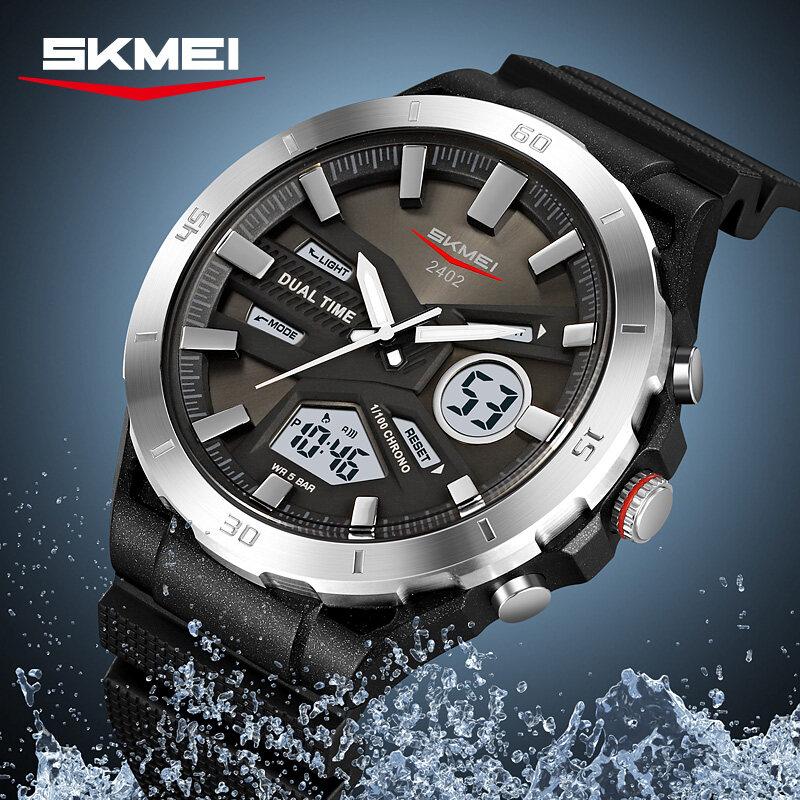 Skmei Large Dial Digital Electronic Watch Fashion Business Quartz Watches For Men 5Bar Waterproof Quartz Wristwatch 2402