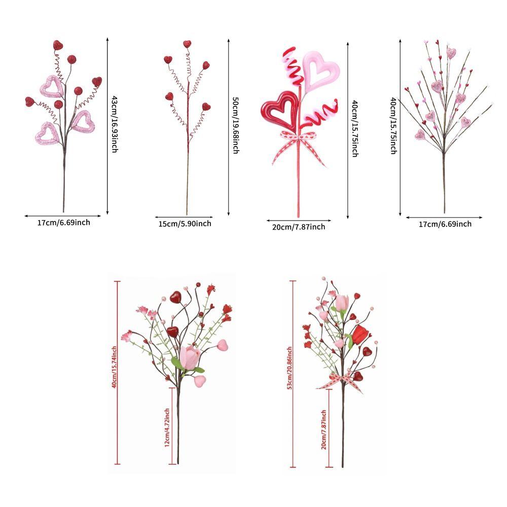 Red Heart Berry Valentine's Day Decoration Resin Handicraft Creative Exquisite Heart Berries Picks Artificial Twig