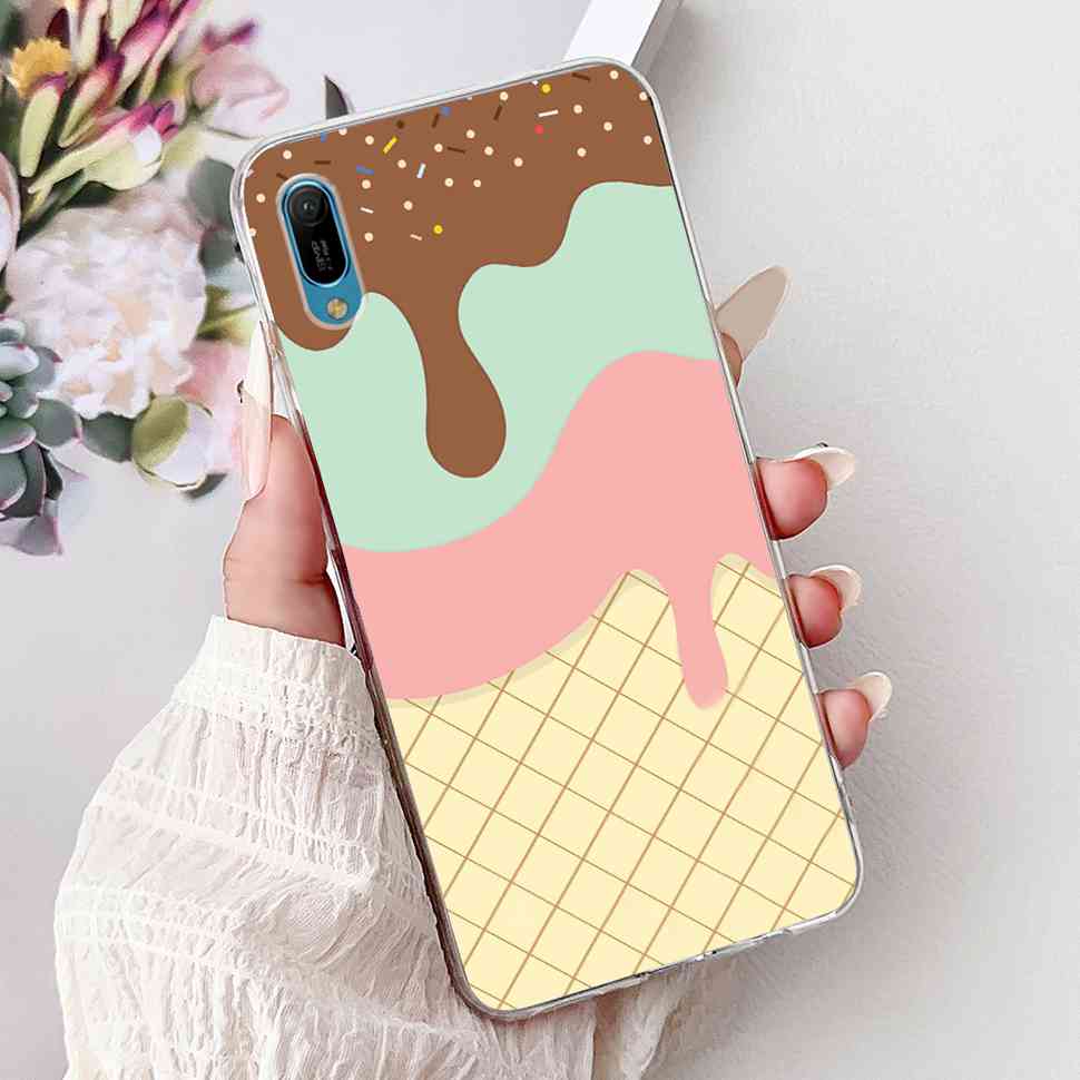 For Huawei Y6 Pro 2019 MRD-LX2 Case Fashion Flower Love Silicone TPU Shockproof Cover For Huawei Y6Pro Y16 pro 2019 Phone Cases
