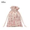 10Pcs Linen Christmas Candy Cotton Bag Hot Gold Santa Claus Christmas Bronzing Gift Bag Printing Drawstring Christmas Gift Bag