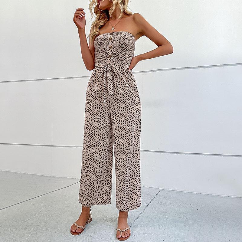 Women's Tube Jumpsuits Tied Wide-leg Pants