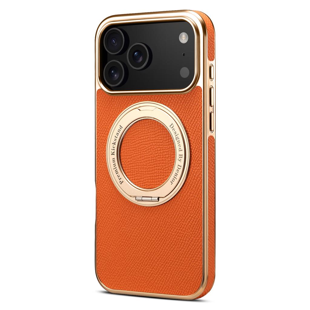 Pouzdro s výklopným stojánkem pro iPhone 17 Pro Zadní kryt z pravé hovězí kůže Kompatibilní s MagSafe