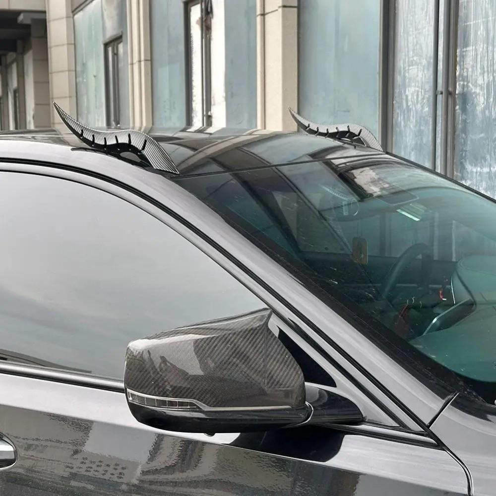 2Pcs 3D Sticker Car Roof Horn Decoration Horn Shaped Roof Horn Ornament Car Exterior Decoration