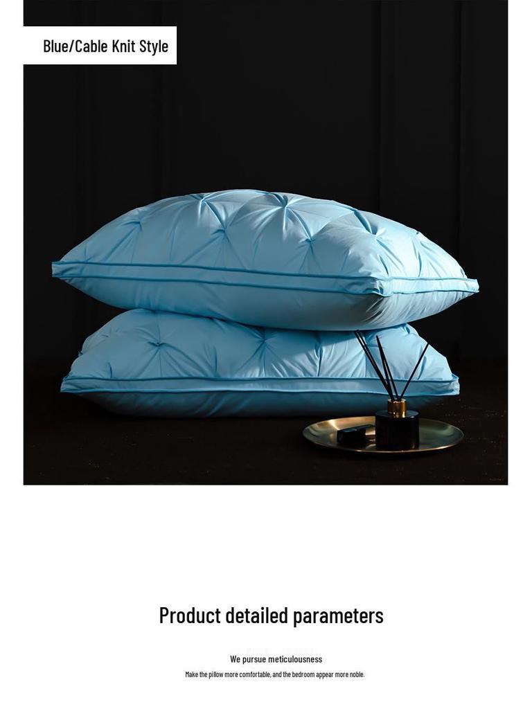 Luxury Goose Down Pillow with Cotton Cover for Neck Support