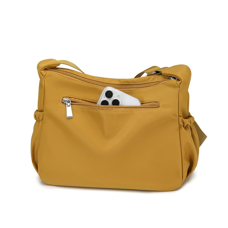 Leisure Simple Women'S Crossbody Bags Nylon Multi Pockets Waterproof Messenger Bag Solid Color Female Shoulder Bag For Outings