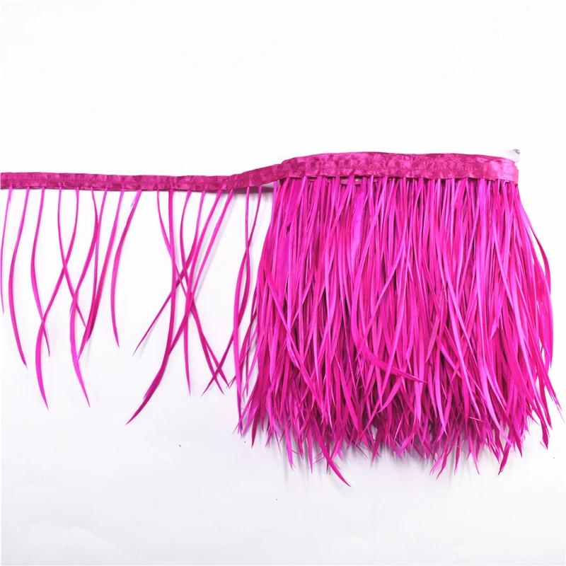 Feather1Meters Pruning Goose Feathers Trim Tassel Fringe Ribbon Tape 6-8" Pheasant Feather for Crafts Costume Sewing Trimmings Carnival
