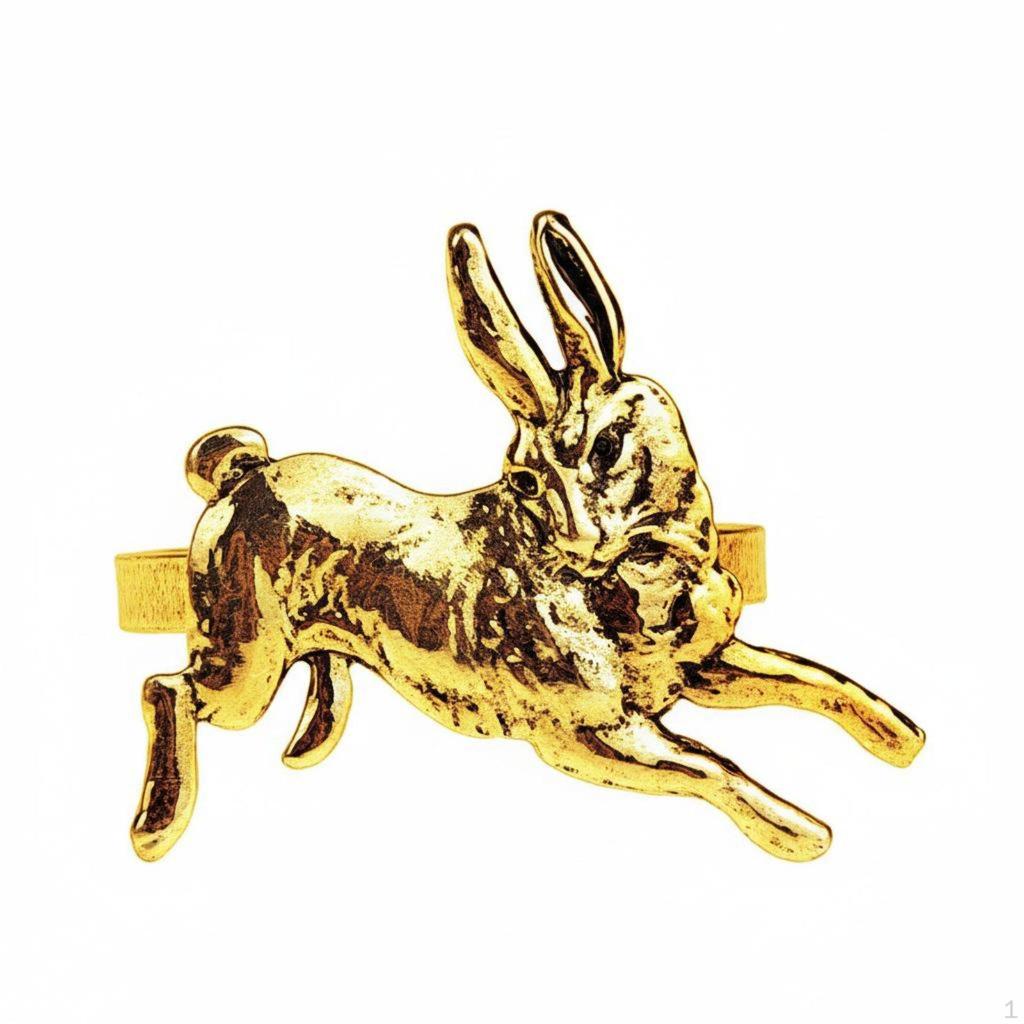 12 Stück Hasen-Serviettenhalter Retro-Design Vergoldetes Vintage-Aussehen Tierform