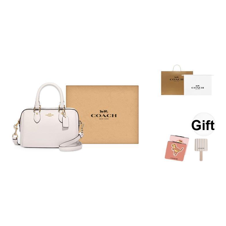 Coach Rowan 18 Metal Logo Zipper Closure Recycled Leather Handheld Shoulder Crossbody Bag Small Women Bags White CV404-IMCHK