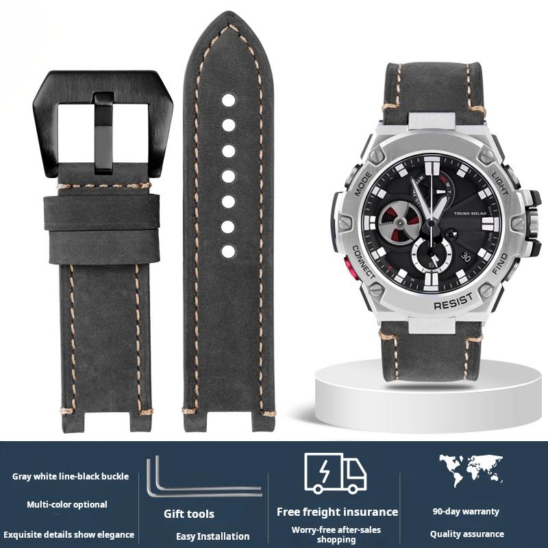 For Casio G-SHOCK series men's watchband Steel Heart GST-B100/S110/S310/W300/410/400g Vintage cowhide watch strap accessories