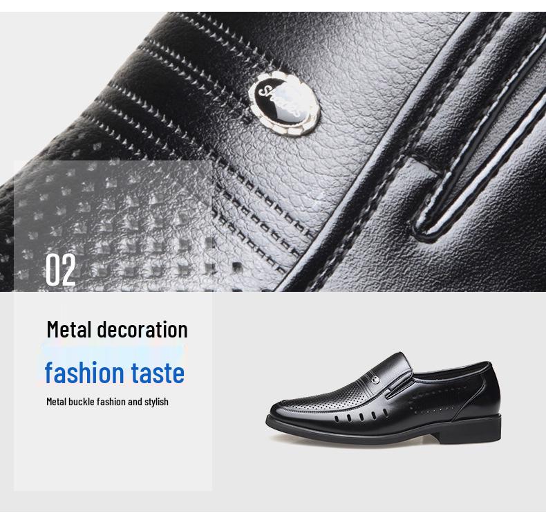 Men's Spring/Summer Hollow Leather Slip-On Shoes - Business Casual & Formal, Ideal for Middle-Aged and Elderly Dads