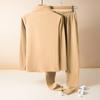 Ladies' Casual And Comfortable Long Sleeved Solid Color With Thick Velvet Sleepwear And Warm Pants Plus Size Set