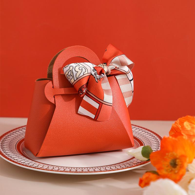 10/20PCS Leather Gift Bags Bow Ribbon Packaging Bag Wedding Favour Distributions Bags Christmas Candy Packaging Box Mini Handbag
