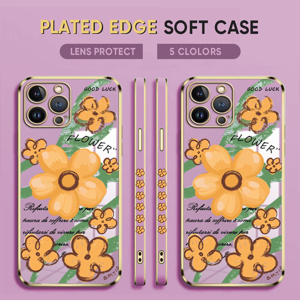 

Модный чехол для телефона с оранжевыми цветами для iPhone 11 13 15 Samsung Galaxy A52 Xiaomi Redmi 12C Note 10 Pro Oneplus Мягкие чехлы для смартфонов iPhone 15 Pro фиолетовый