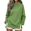 Women's High Neck Side Slit Sweatshirt Lightweight Loose Fit Long Sleeve Pullover for Fall