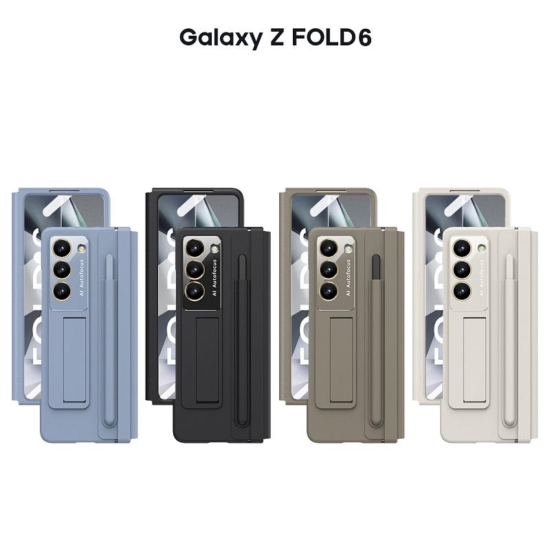 Měkký pant pro Samsung Galaxy Z Fold 6 4 5 Pouzdro z PU kůže, držák na pero, ochranný film