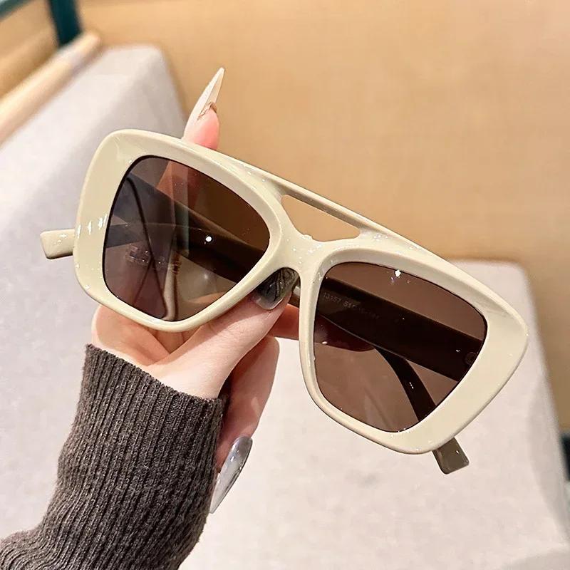 Summer New Large Frame Double Beam Sunglasses High Texture Fashionable Personalized Outdoor Uv400 Protection Sunglasses