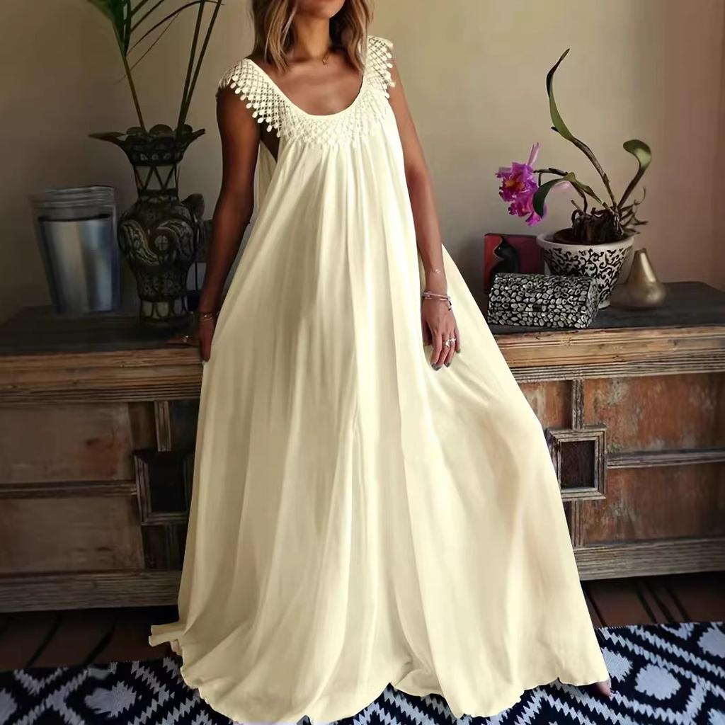 Summer European and American Simple Solid Color High-end Dress