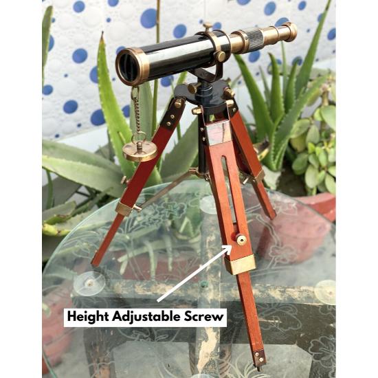 Stary mosiężny teleskop ze statywem i regulowanym stojakiem - antyczny mosiężny teleskop stołowy, prezent dla taty, prezent walentynkowy