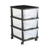Chariot à tiroirs de rangement en plastique 3 tiroirs Organisateur de rangement à roulettes avec roues