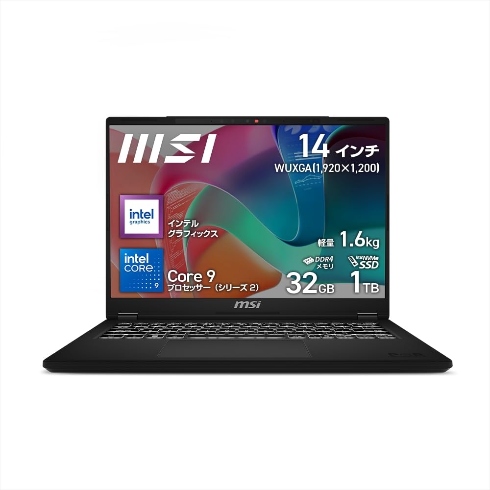 

з найновішою потужністю Core і великим бізнес-ноутбуком MSI Modern14H Пам’ять дюймів 9 процесорів 11 [Оснащений Intel 9/Висока ємність] 32 ГБ/SSD 1 ТБ/14 чорний