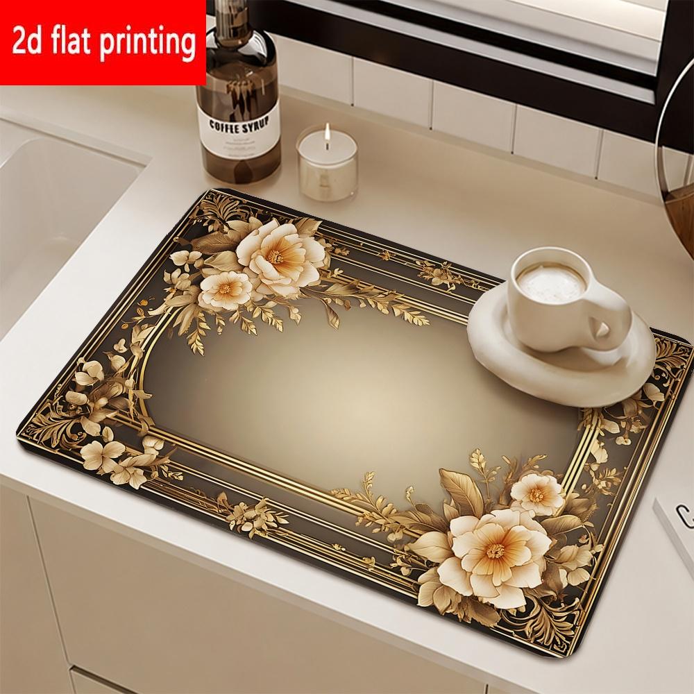 1Pcs Rubber Drying Mat With D Flat For Coffee Shop Restaurant Kitchen Carpet Tableware Durable Diatom Mud Table Mat Pet Mat