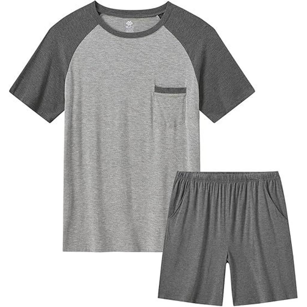 Herren Freizeit Farbpassendes Kurzarm-Shorts-Set